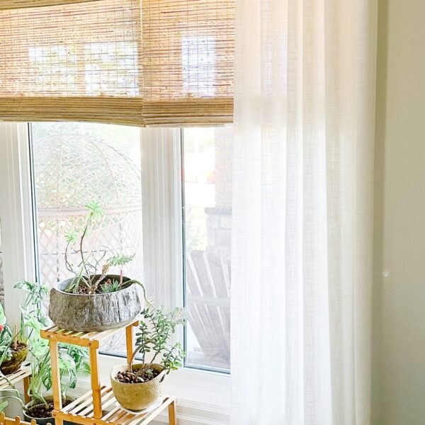 Close-up of Toronto sheer curtain fabric with soft texture and light filtering