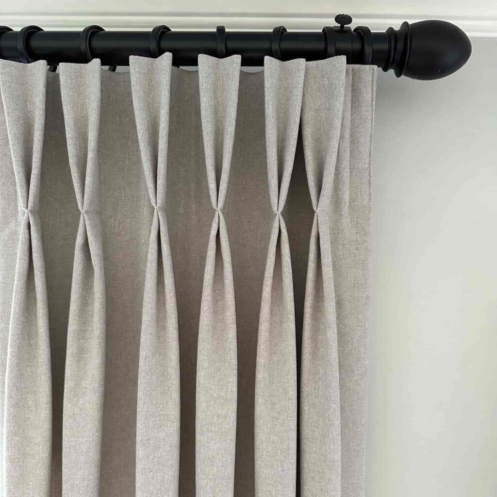 Asher custom wool-look drapery panel in Fawn