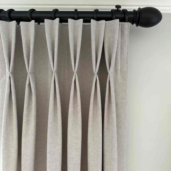 Asher custom wool-look drapery panel in Fawn