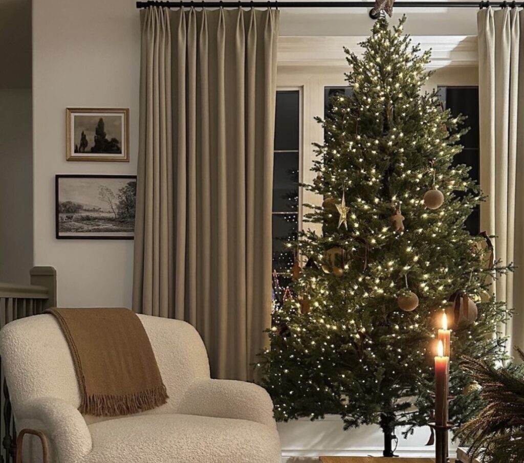 Custom patterned drapery in modern living room